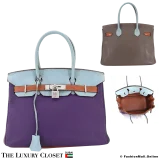 HERMES Arlequin Birkin 30, Ultra Violet, Blue Run, Gold Clemence, Pre-Owned