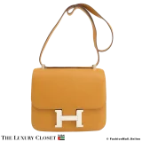 HERMES Constance 24 Verso Sesame & Rose Evercolor, Pre-Owned
