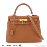 HERMES Kelly Sellier 28 Gold Epsom, Pre-Owned