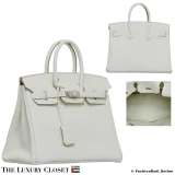 HERMES Birkin 25 White Togo, Pre-Owned