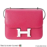 HERMES Constance 18 (Mini Constance III) Pink Chevre De Coromandel, Pre-Owned