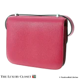 HERMES Constance 18 (Mini Constance III) Pink Chevre De Coromandel, Pre-Owned