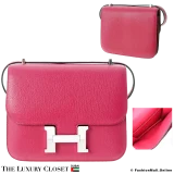 HERMES Constance 18 (Mini Constance III) Pink Chevre De Coromandel, Pre-Owned
