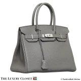 HERMES Birkin 30, Grey Togo, Pre-Owned