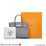 HERMES Birkin 30, Grey Togo, Pre-Owned
