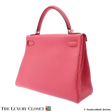 HERMES Kelly 28, Rose Lipstick Togo, Pre-Owned