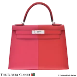 HERMES Kelly Kazak 28 Rouge Koo & Rose Extreme Epsom, Pre-Owned