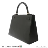HERMES Kelly 28 Sellier Veil Grease Epsom, Pre-Owned