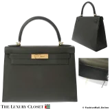 HERMES Kelly 28 Sellier Veil Grease Epsom, Pre-Owned