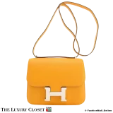 HERMES Constance 18 Verso Moutard & Rose Chevre, Pre-Owned