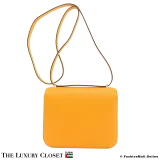 HERMES Constance 18 Verso Moutard & Rose Chevre, Pre-Owned