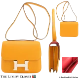 HERMES Constance 18 Verso Moutard & Rose Chevre, Pre-Owned