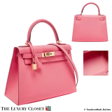 HERMES Kelly 28 Sellier, Rose Lipstick Epsom, Pre-Owned