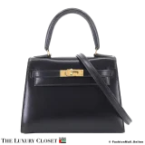 HERMES Vintage Kelly 20 Sellier, Black Box Calf, Pre-Owned
