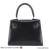 HERMES Vintage Kelly 20 Sellier, Black Box Calf, Pre-Owned