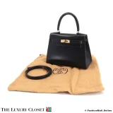HERMES Vintage Kelly 20 Sellier, Black Box Calf, Pre-Owned