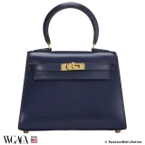 Hermes Vintage Kelly 20 Sellier Bleu Navy Box Calf, Pre-owned