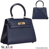 Hermes Vintage Kelly 20 Sellier Bleu Navy Box Calf, Pre-owned