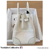 HERMES Cargo Birkin 25, White Toile & Swift, Pre-Owned