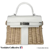 HERMES Mini Kelly Picnic 20 White, in New Condition