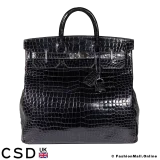 Vintage Hermes Birkin Haut à Courroies 40 Black Crocodile, Pre-owned